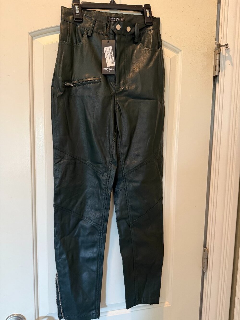 Nasty Gal Faux Leather Skiny Cargo Trouser